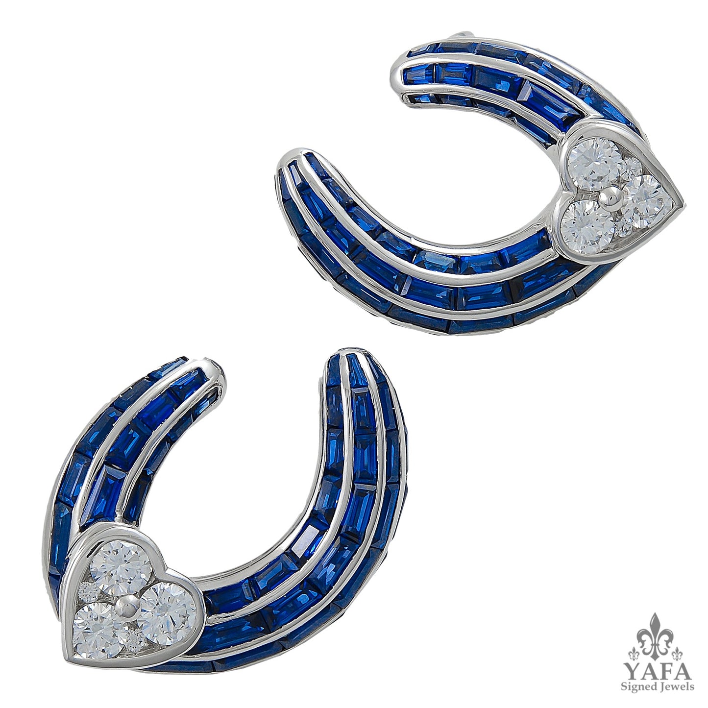 GRAFF Sapphire Diamond Heart Hoop Earrings