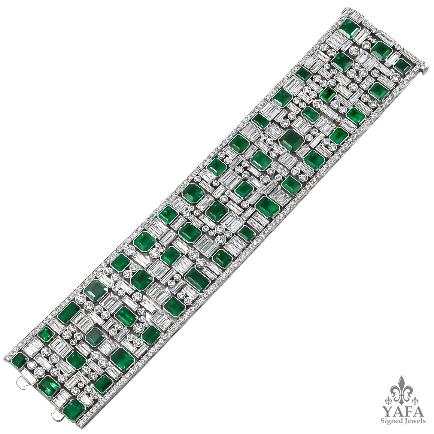 Platinum Diamond & Emerald Bracelet