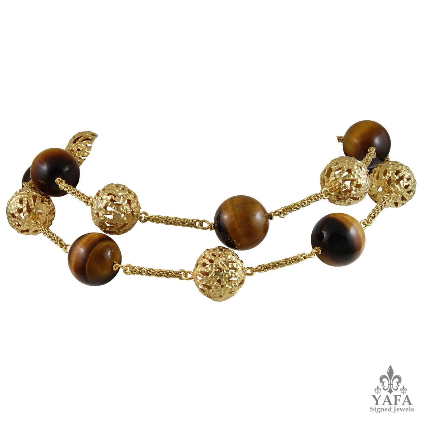 18k Yellow Gold Tiger's Eye Quartz Necklace