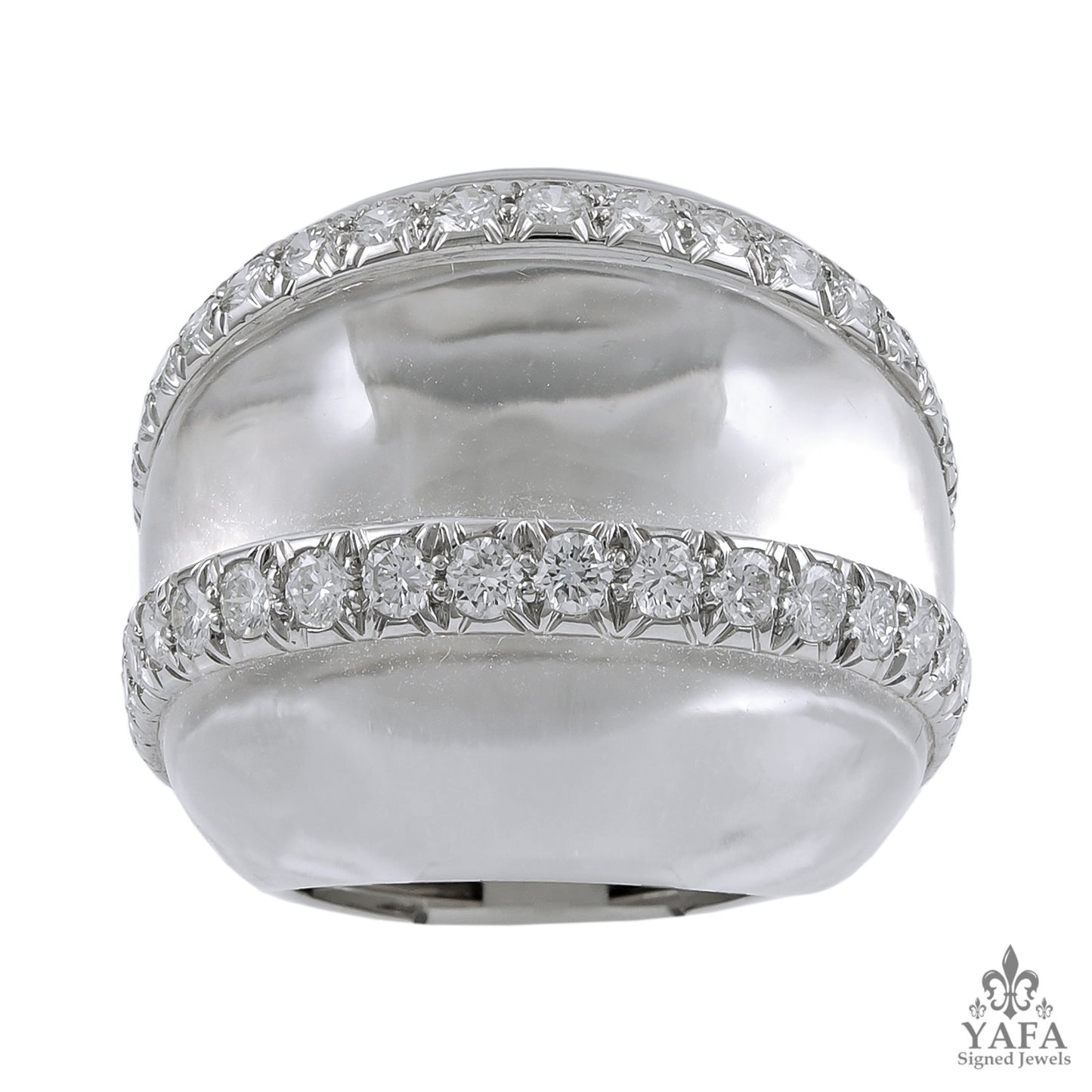 DAVID WEBB Rock Crystal Diamond Bombe Ring