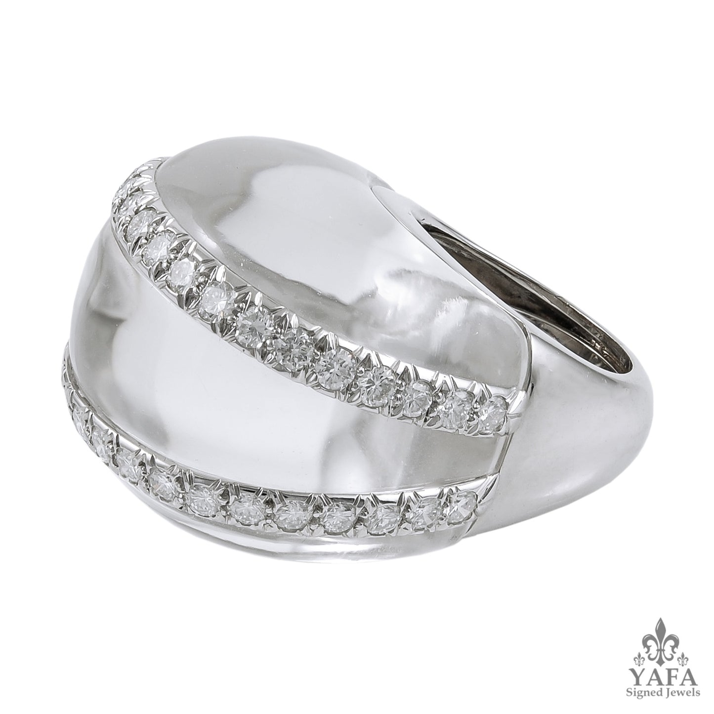 DAVID WEBB Rock Crystal Diamond Bombe Ring