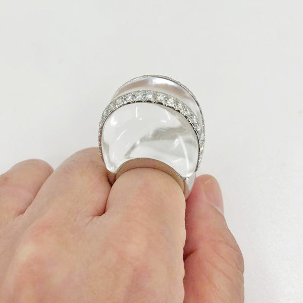 DAVID WEBB Rock Crystal Diamond Bombe Ring