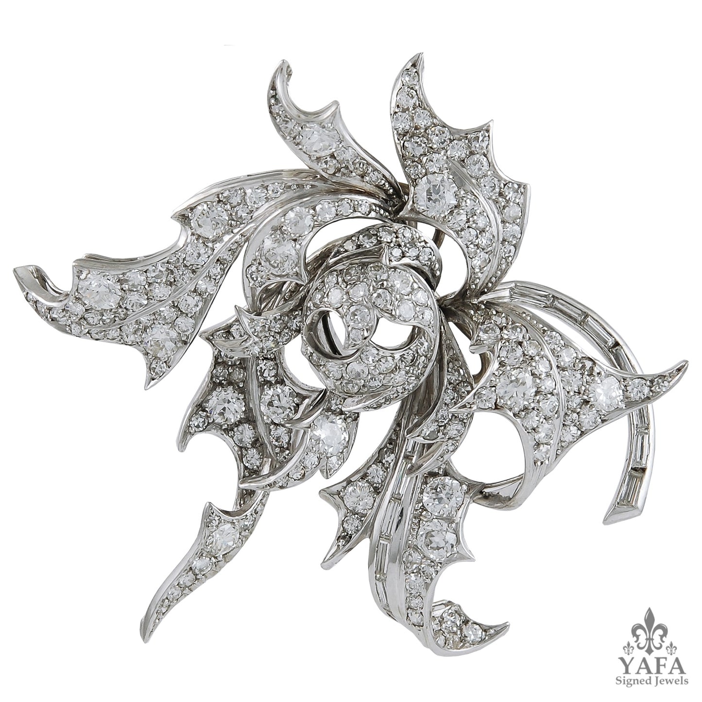 Vintage Diamond Gold Flower Brooch