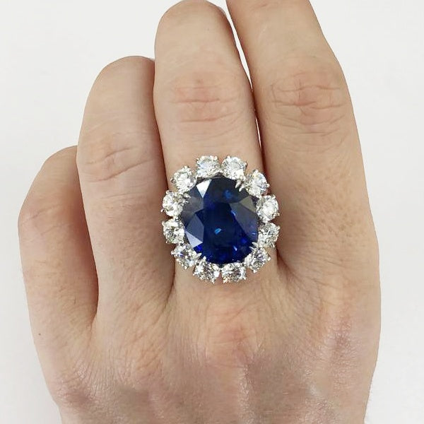 Contemporary Cushion Cut Sapphire Diamond Ring 16.80 cts
