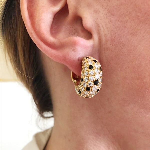 VAN CLEEF & ARPELS Pelouse Diamond Onyx Bombe Earrings