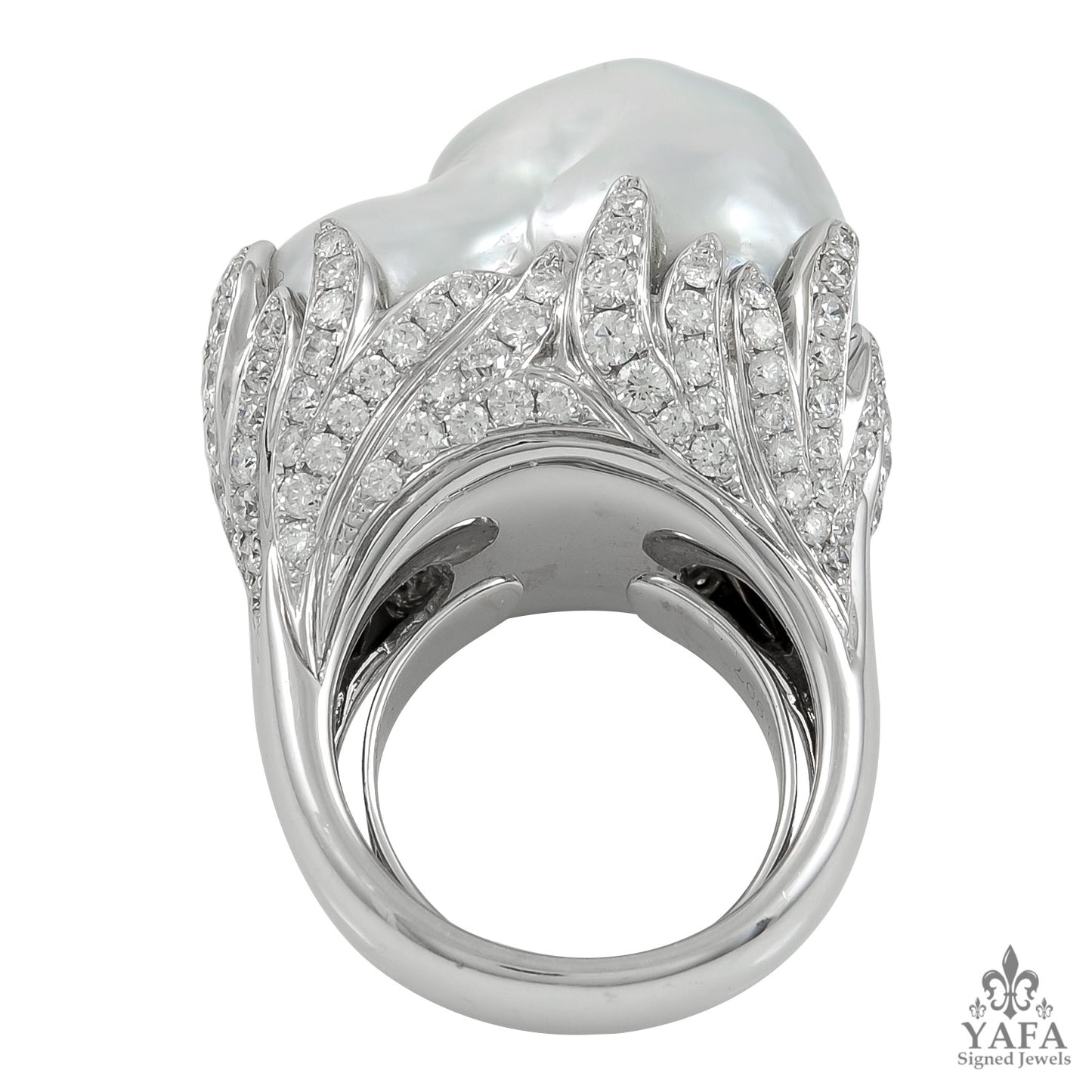 Baroque Pearl Diamond Ring