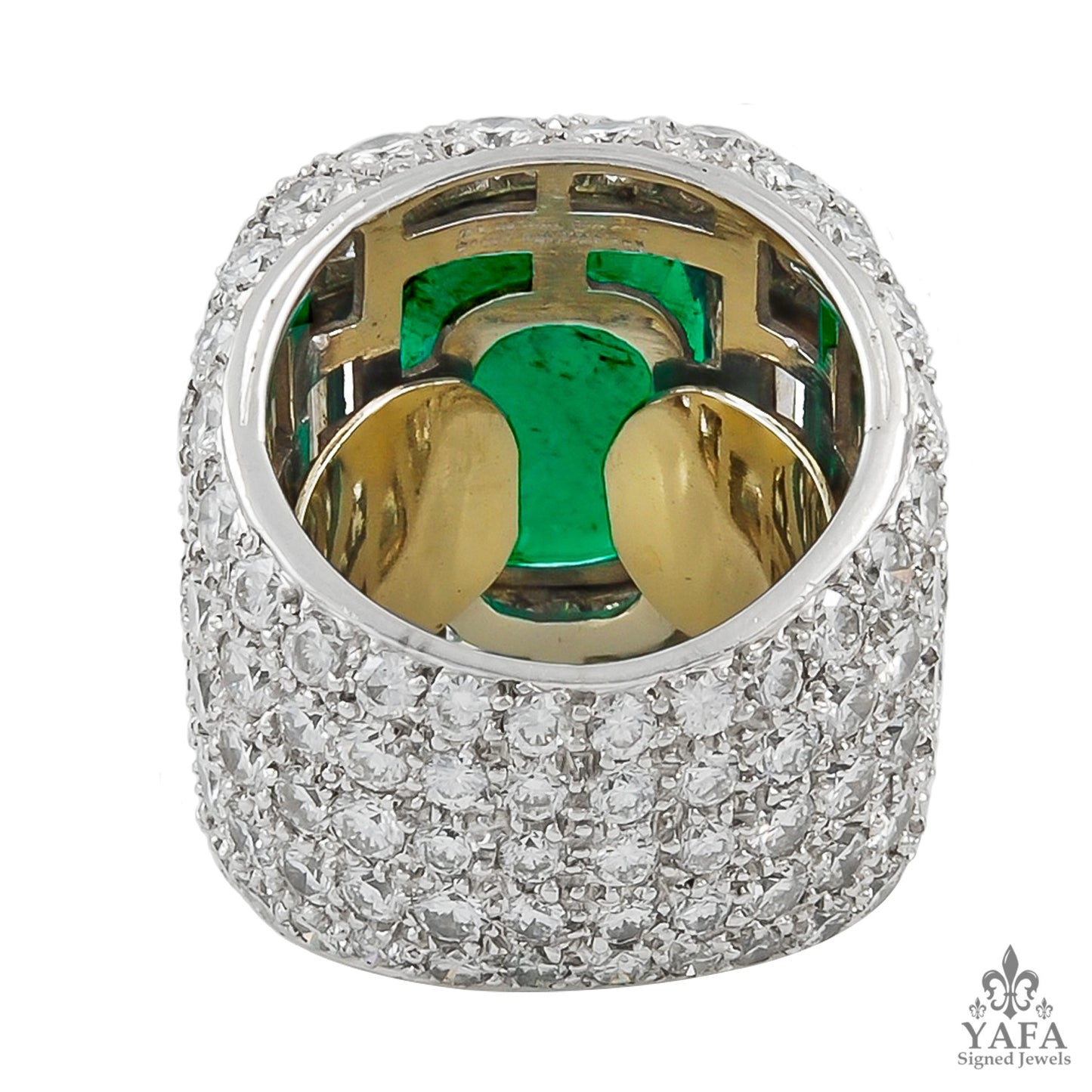 FRED LEIGHTON Diamond Emerald Bombe Ring