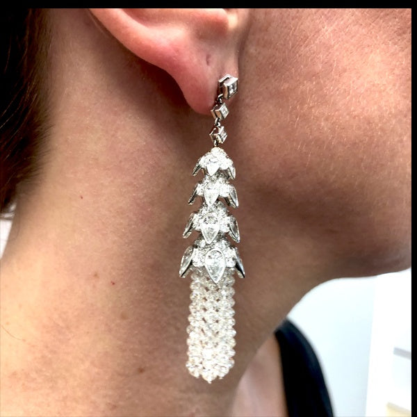 Contemporary Diamond Tassel Earrings