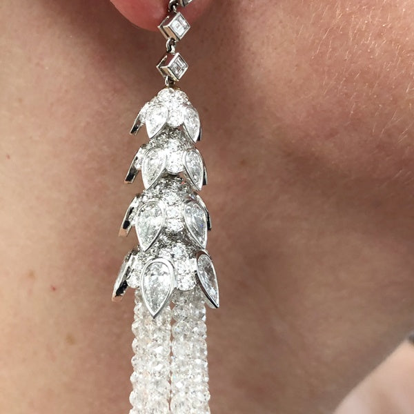 Contemporary Diamond Tassel Earrings