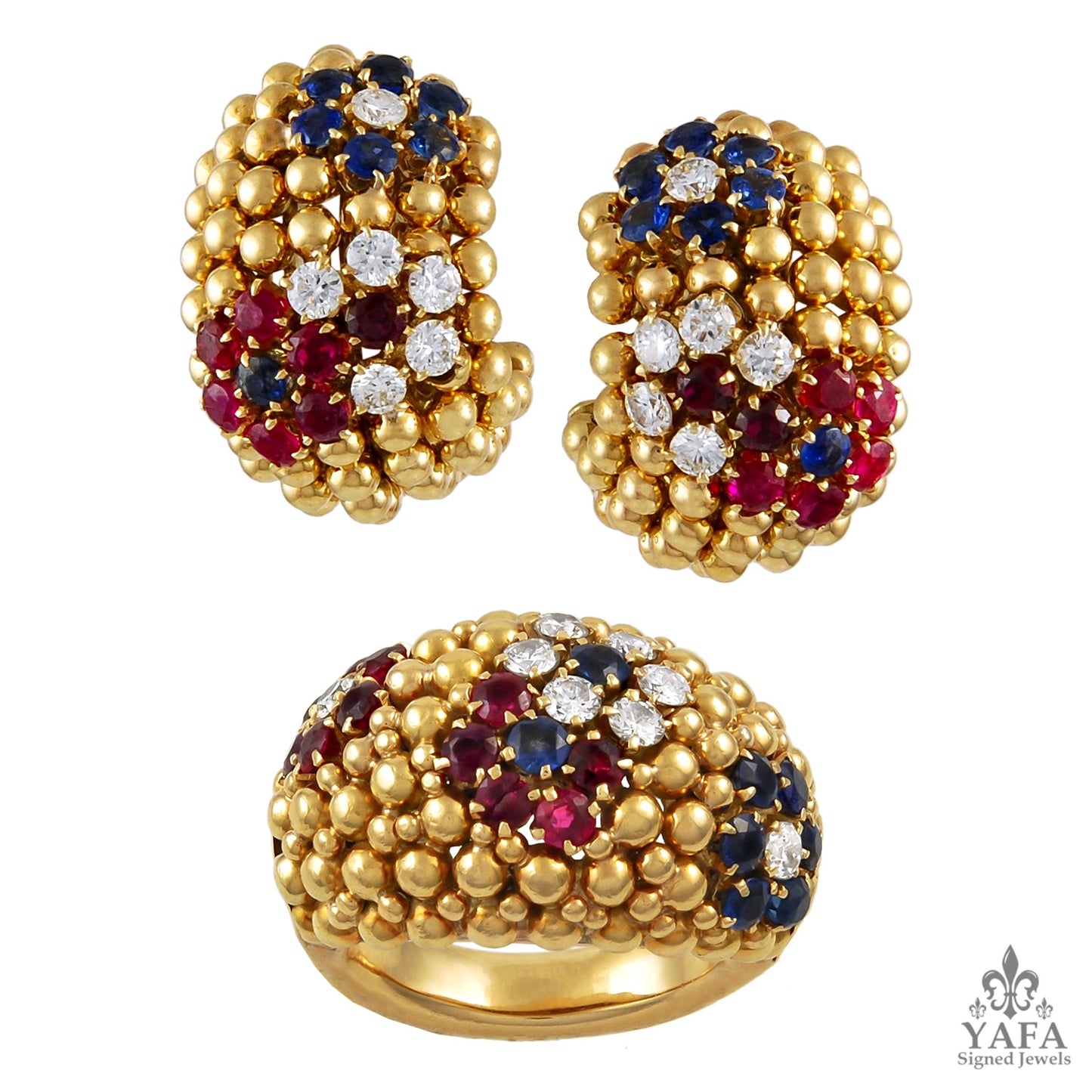 VAN CLEEF & ARPELS Bagatelle Bombe Ring Earring Suite