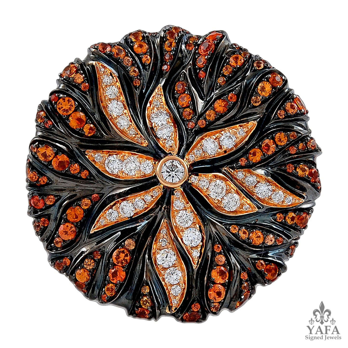 SALAVETTI Diamond and Orange Sapphire Ring