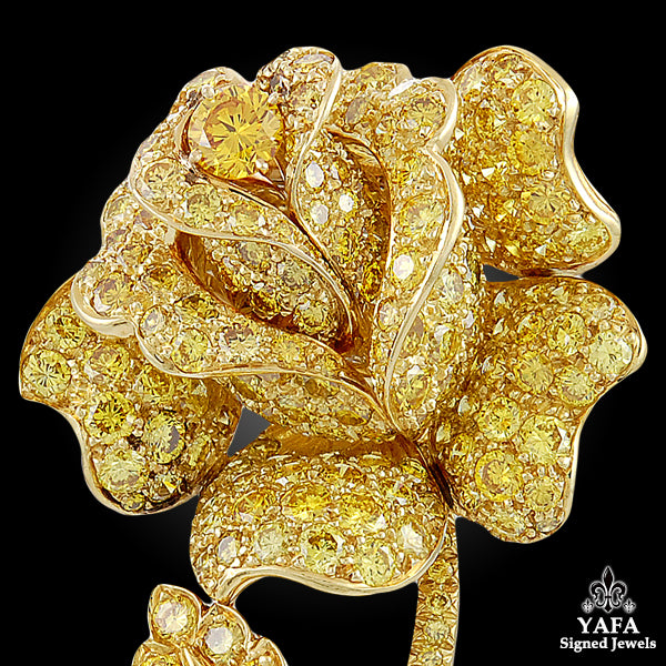 VAN CLEEF & ARPELS Yellow Diamond Flower Brooch