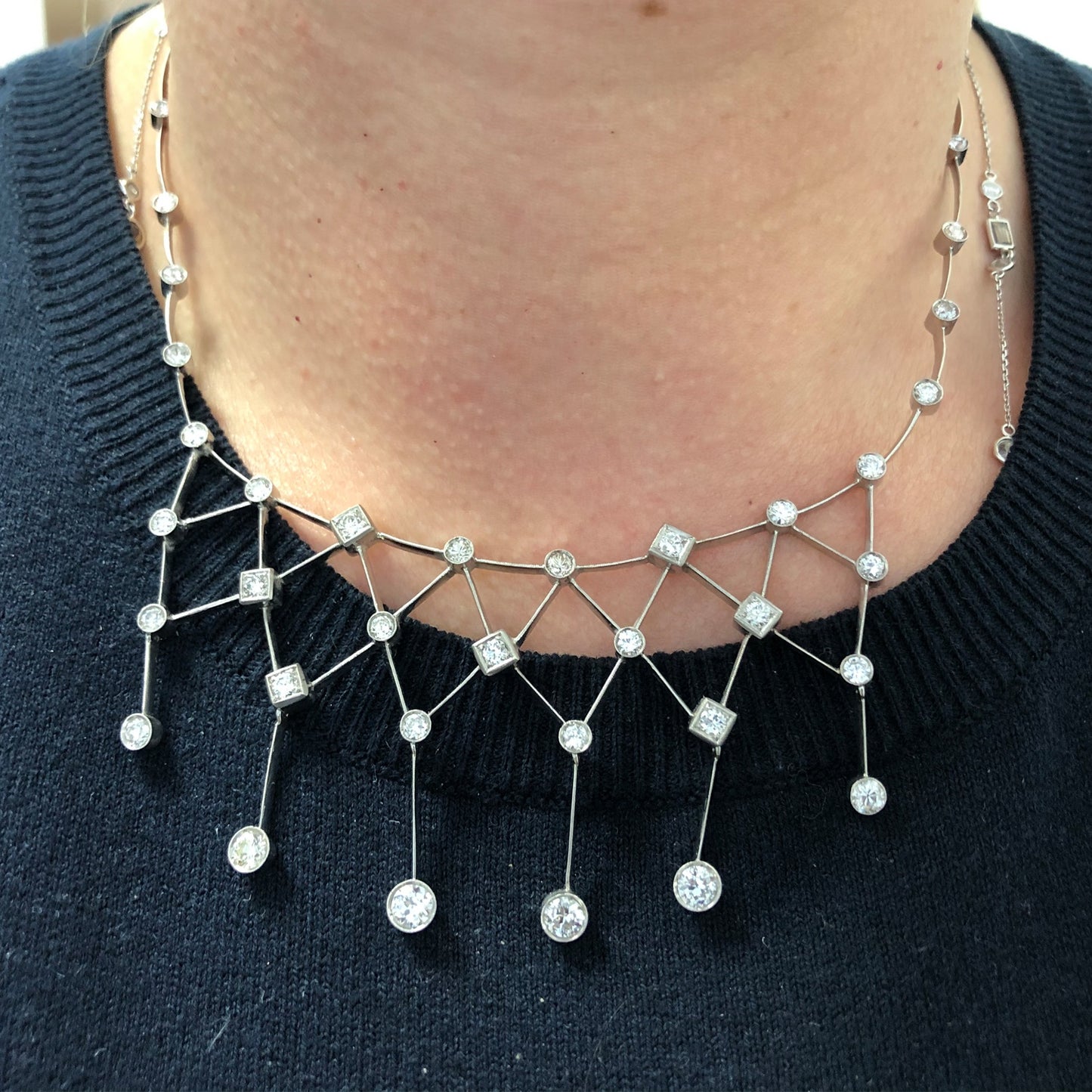 Platinum Diamond Drop Necklace