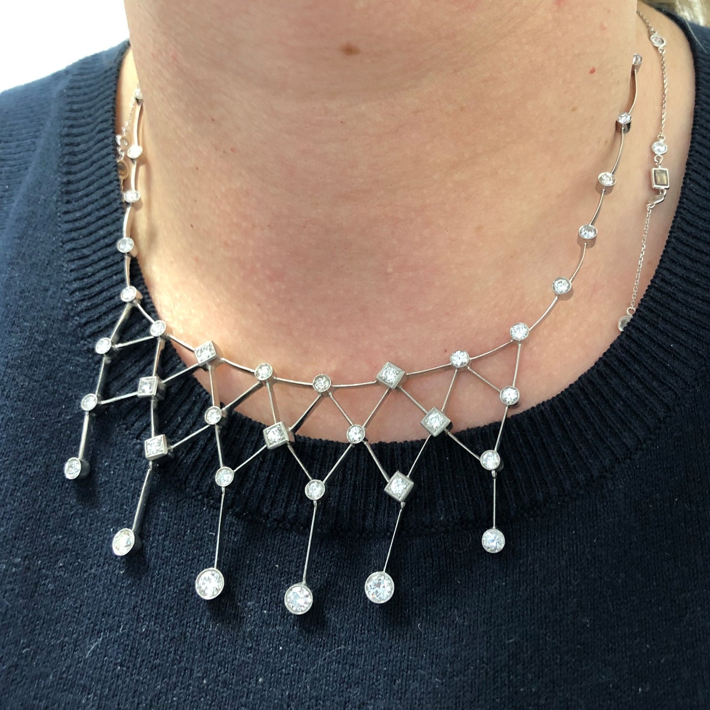 Platinum Diamond Drop Necklace