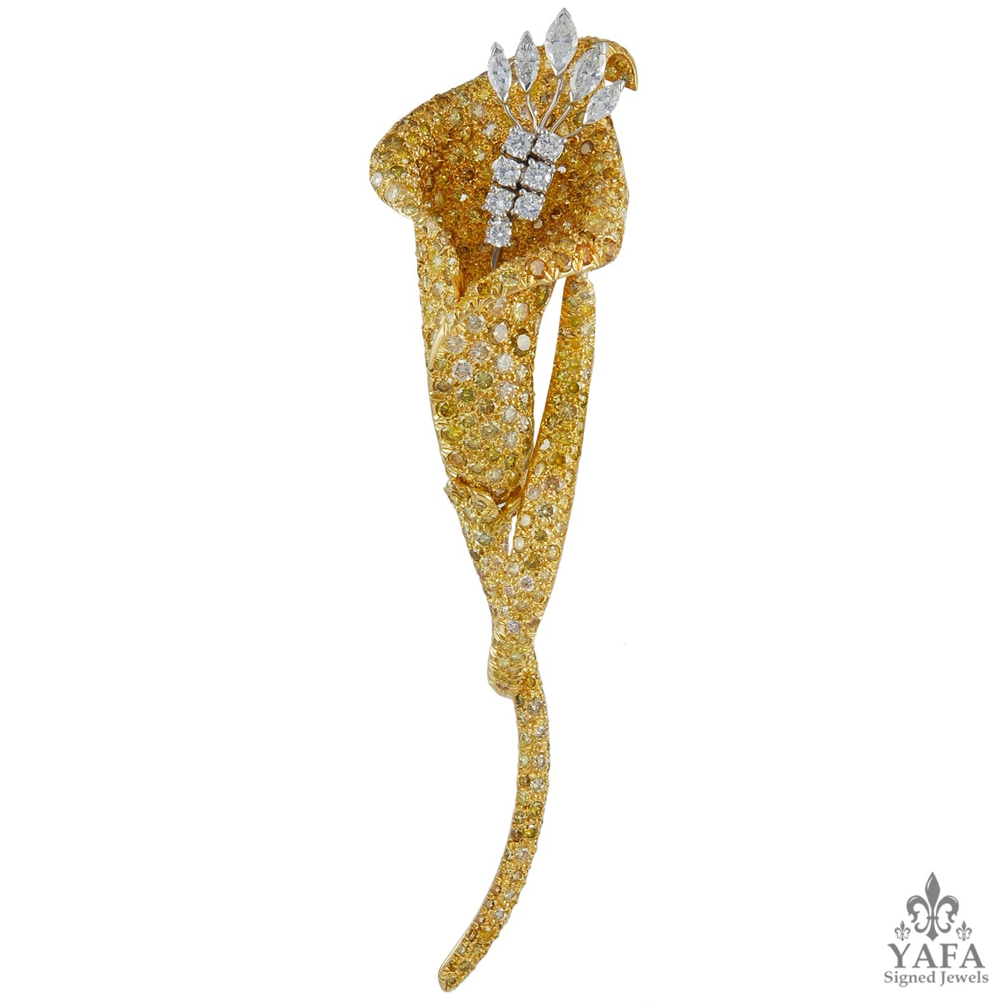 DAVID WEBB Two Diamond,Colored Diamond Flower Brooches