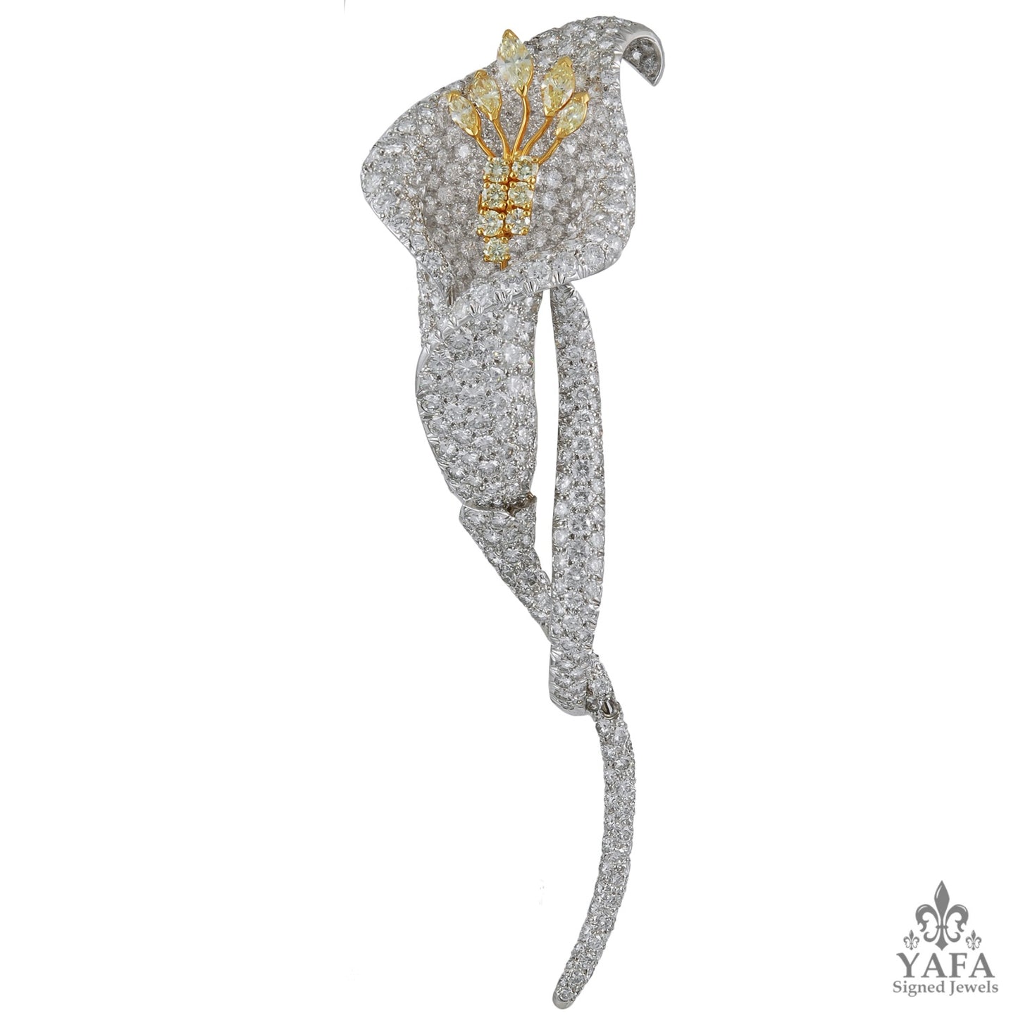 DAVID WEBB Two Diamond,Colored Diamond Flower Brooches