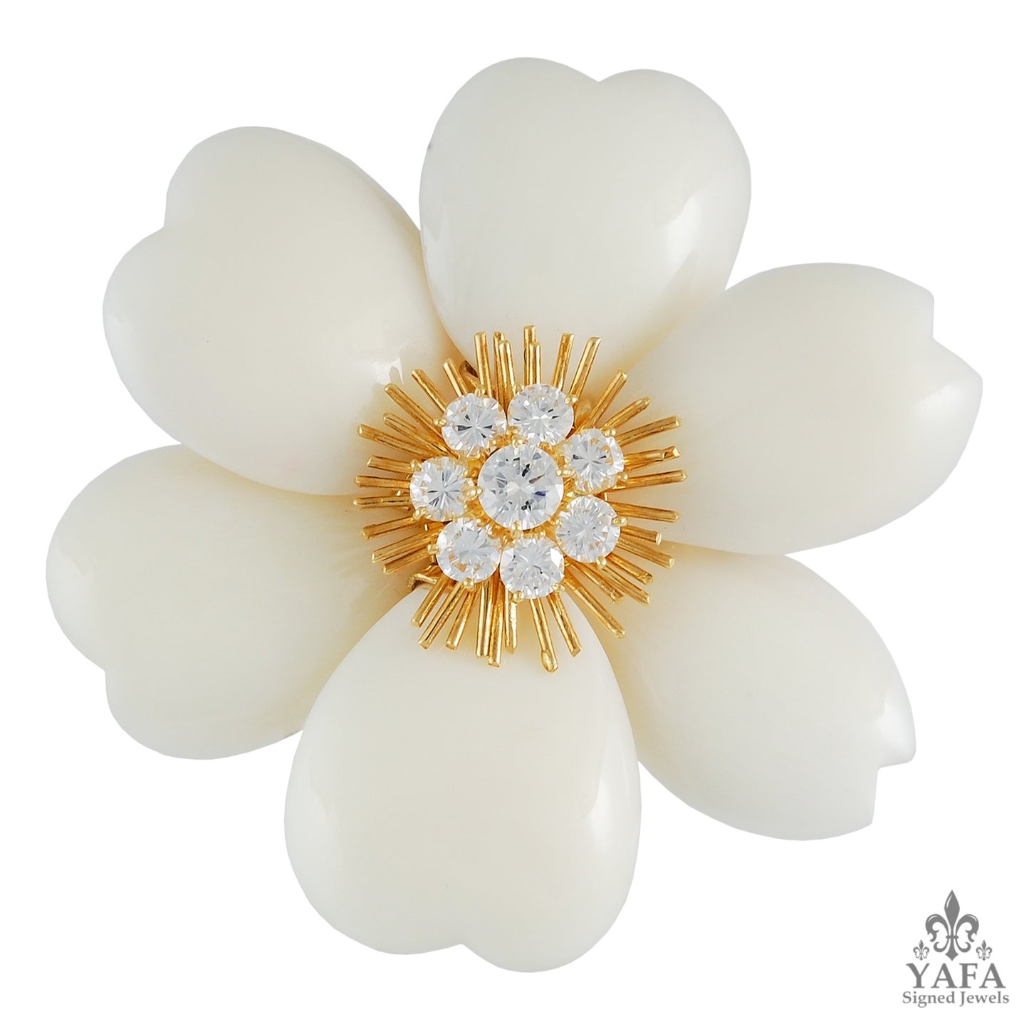 VAN CLEEF & ARPELS Diamond, Coral Rose de Noel Brooch