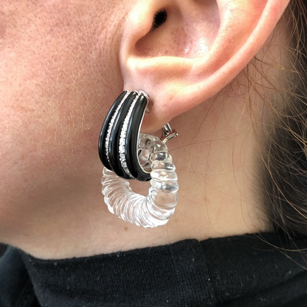 SEAMAN SCHEPPS Crystal Onyx Diamond Detachable Earrings