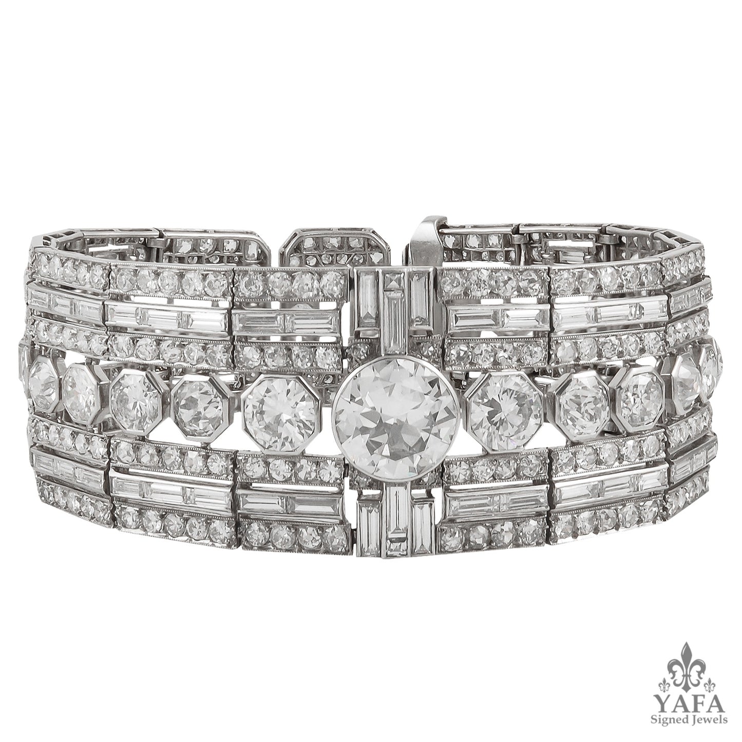 ART DECO Baguette, Round Brilliant-cut Diamond Bracelet