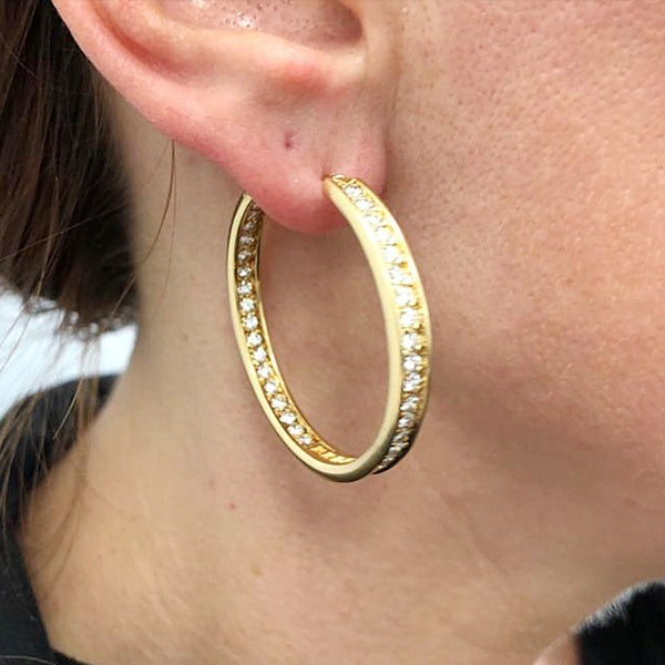 CARTIER Diamond Torqued Hoop Earrings