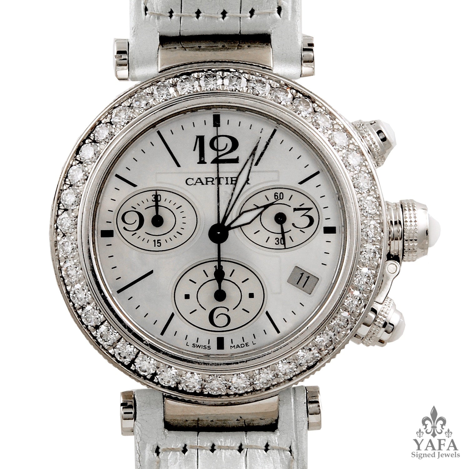CARTIER Pasha 37mm Seatimer Diamond Chronograph Watch