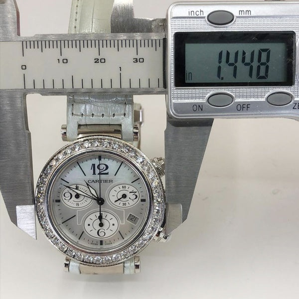 CARTIER Pasha 37mm Seatimer Diamond Chronograph Watch