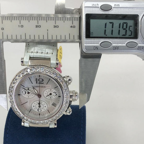 CARTIER Pasha 37mm Seatimer Diamond Chronograph Watch