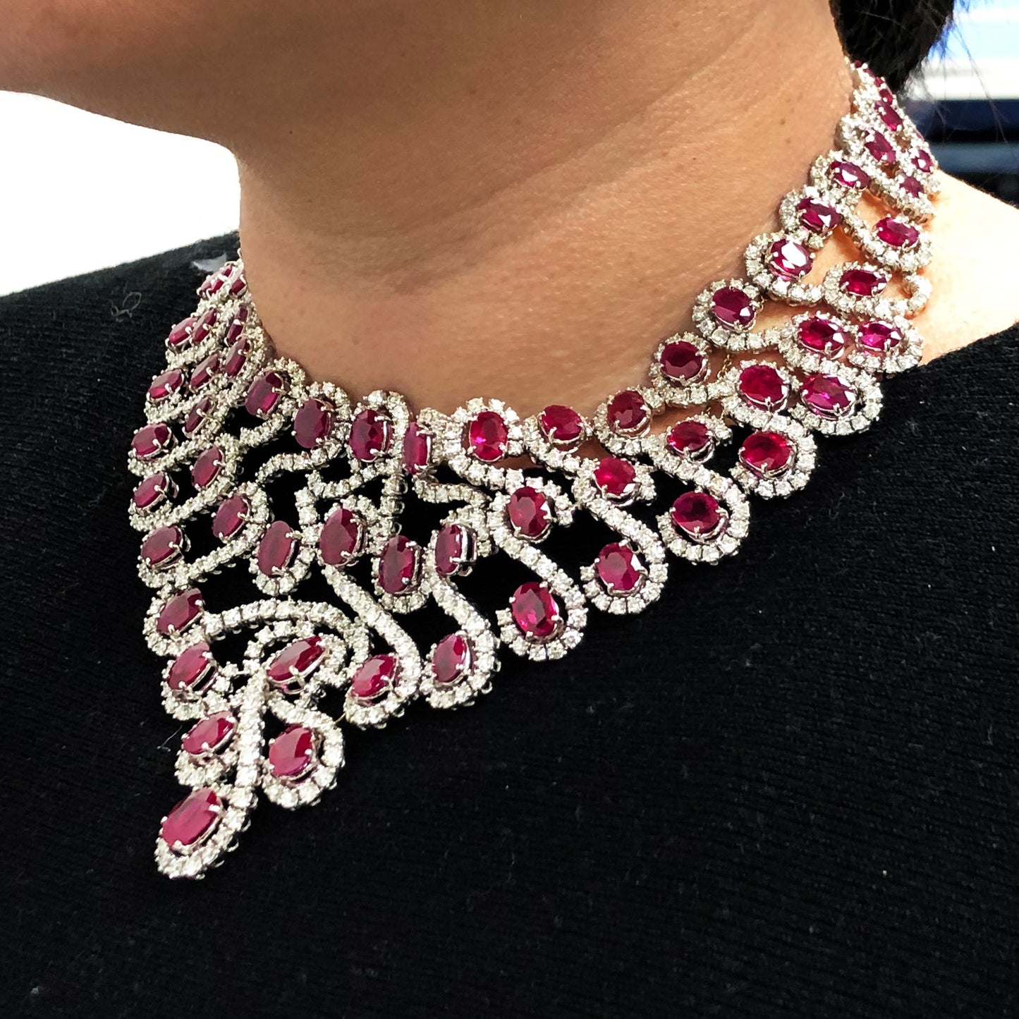18k Gold Diamond,Ruby Necklace