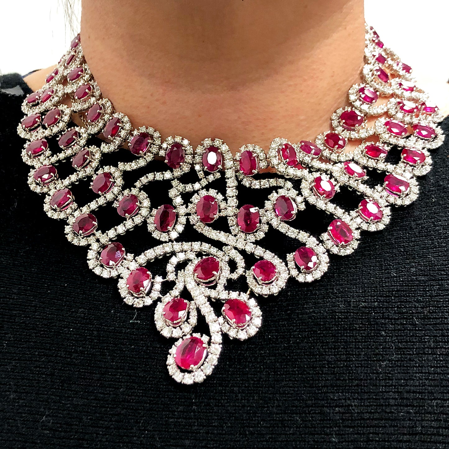 18k Gold Diamond,Ruby Necklace