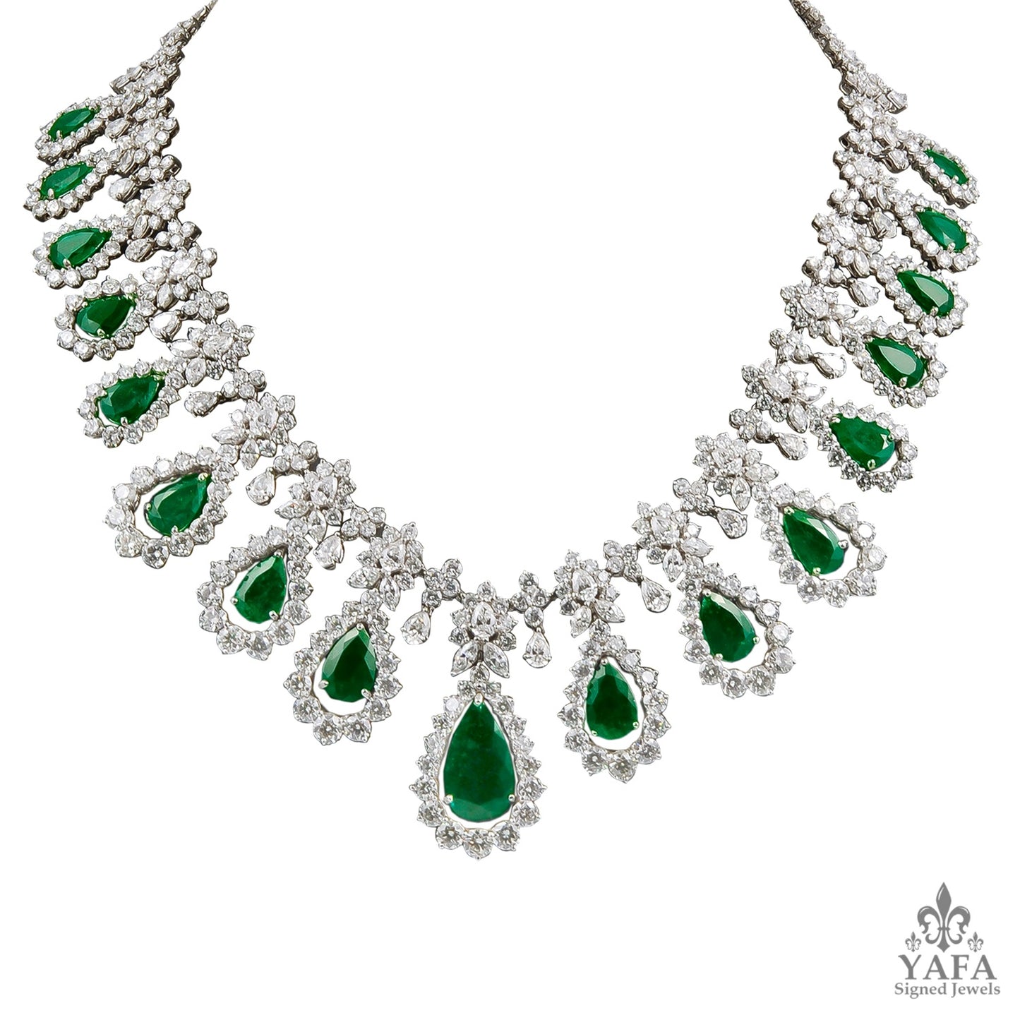 Two Tone Diamond, Emerald Necklace