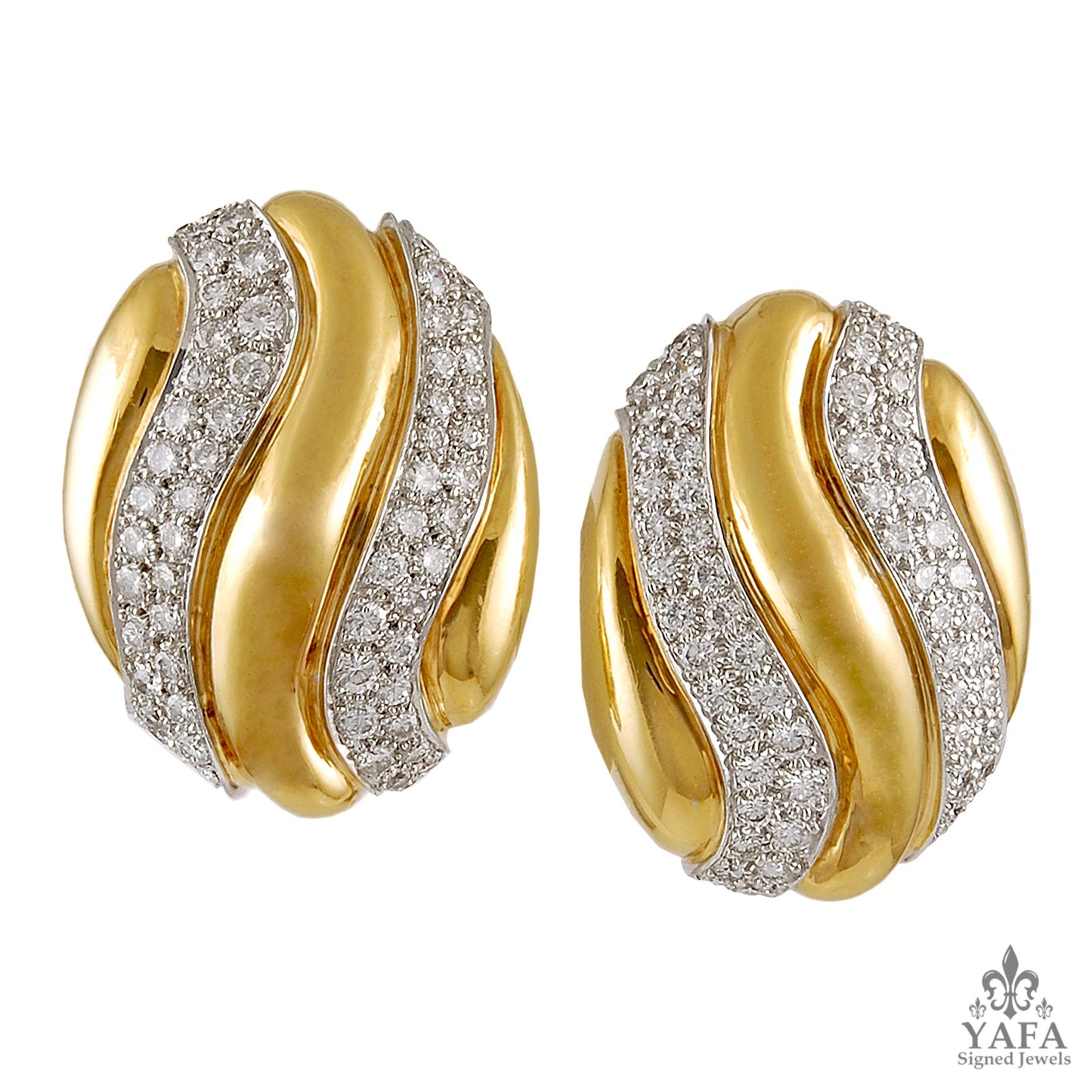 DAVID WEBB Diamond Fluted Bombe Earrings