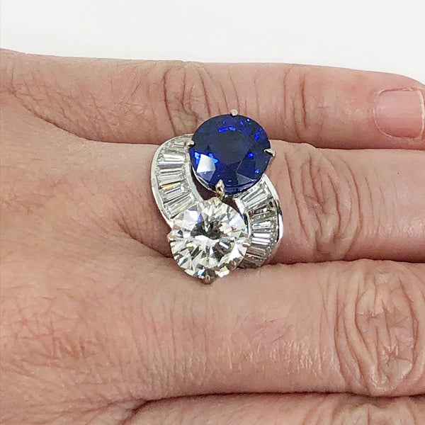 18k White Gold Diamond,Sapphire Ring