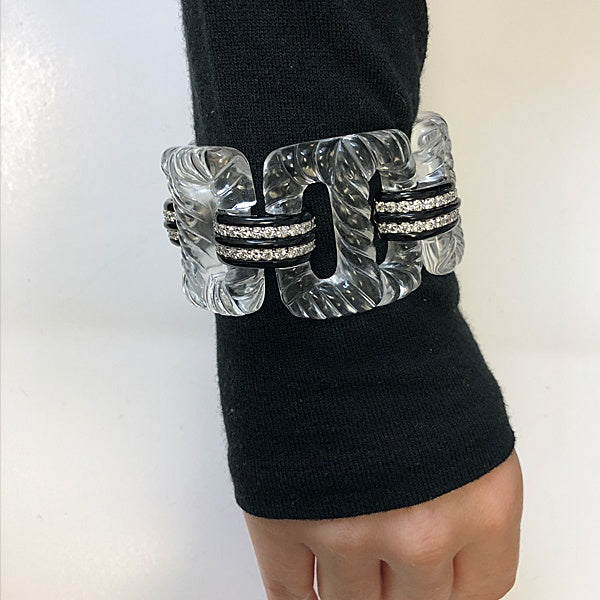 SEAMAN SCHEPPS Crystal Onyx Diamond Link Bracelet