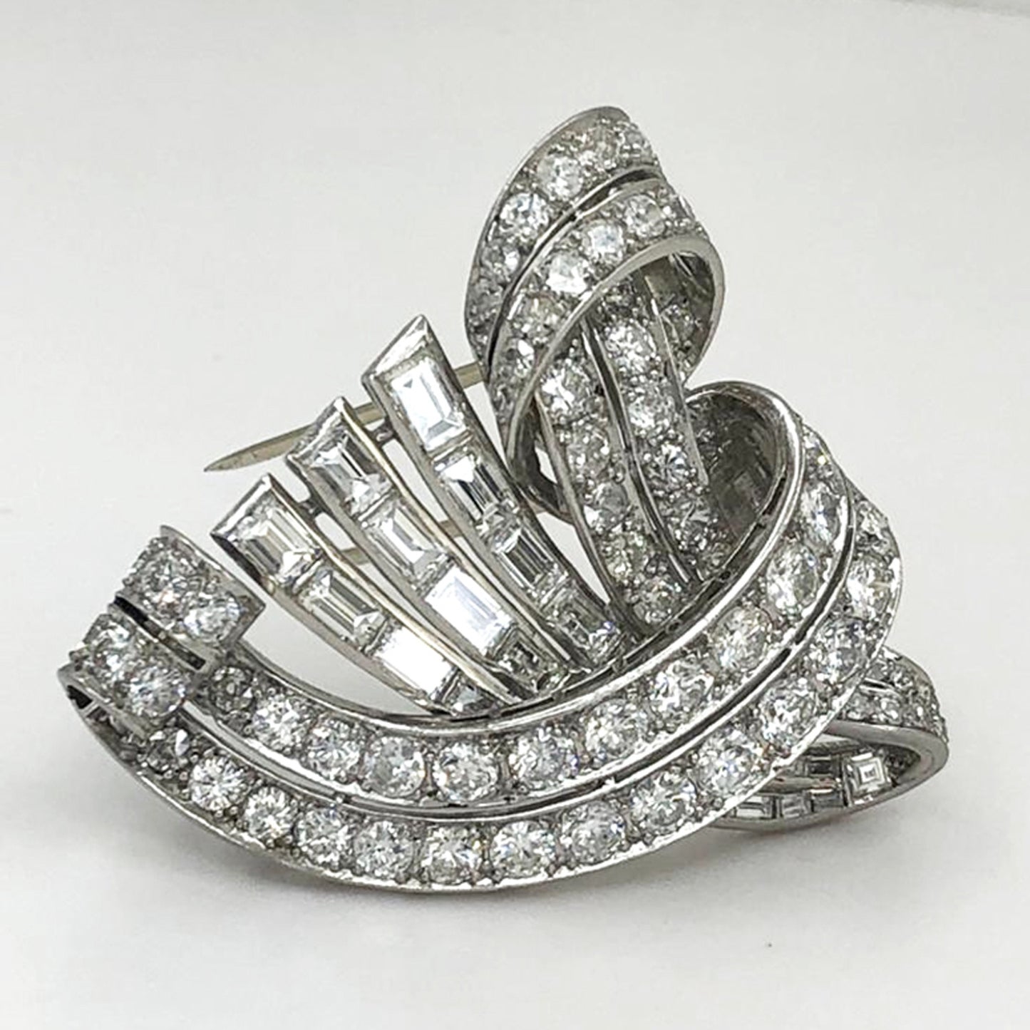 Mid-Century Diamond Double Clip Brooch Pair