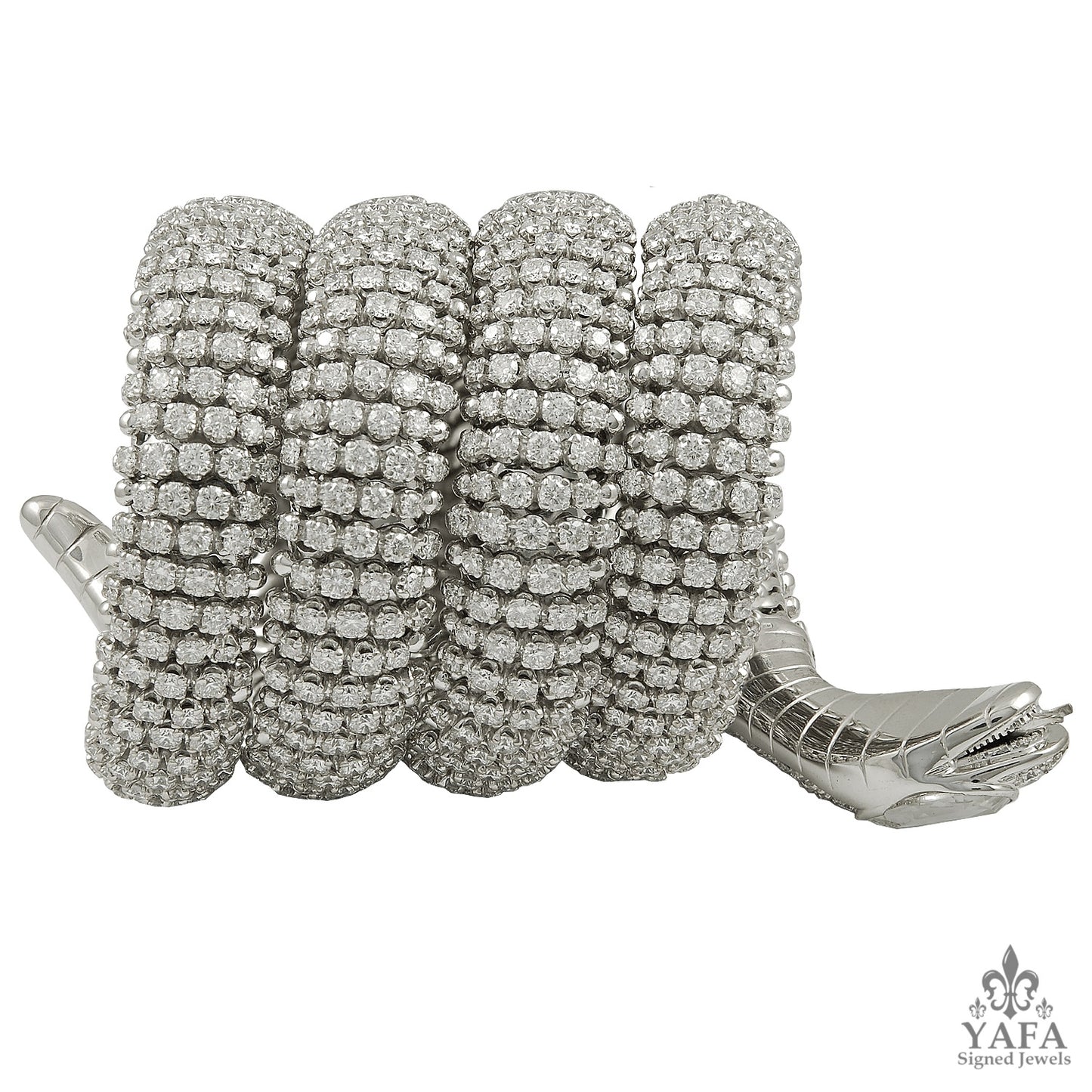 Contemporary Diamond Coiled Serpent Bracelet