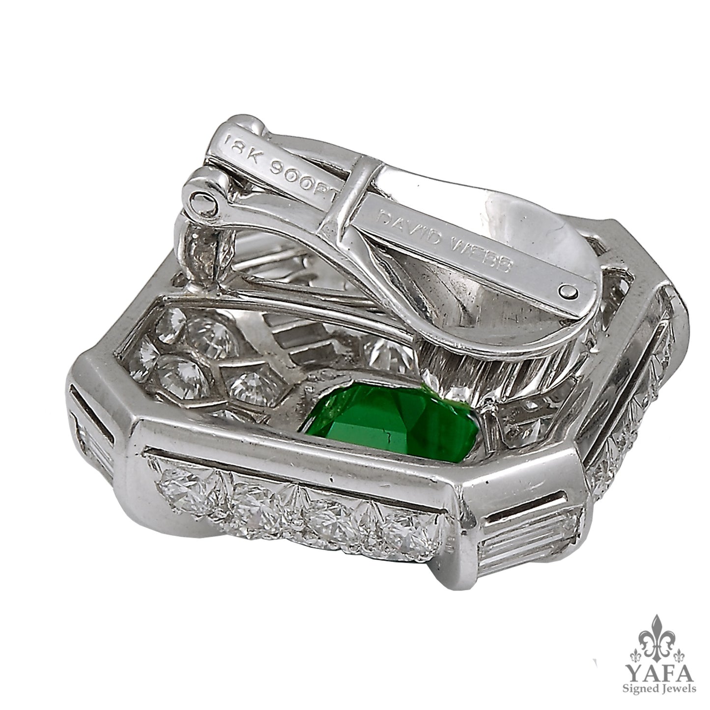 DAVID WEBB Two Tone Diamond, Emerald Earrings