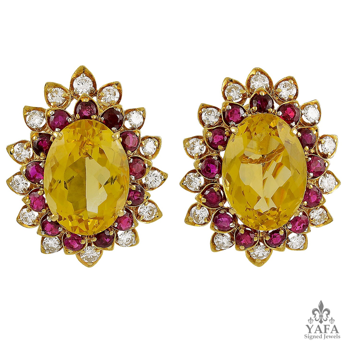 DAVID WEBB Citrine, Diamond, Ruby Earrings