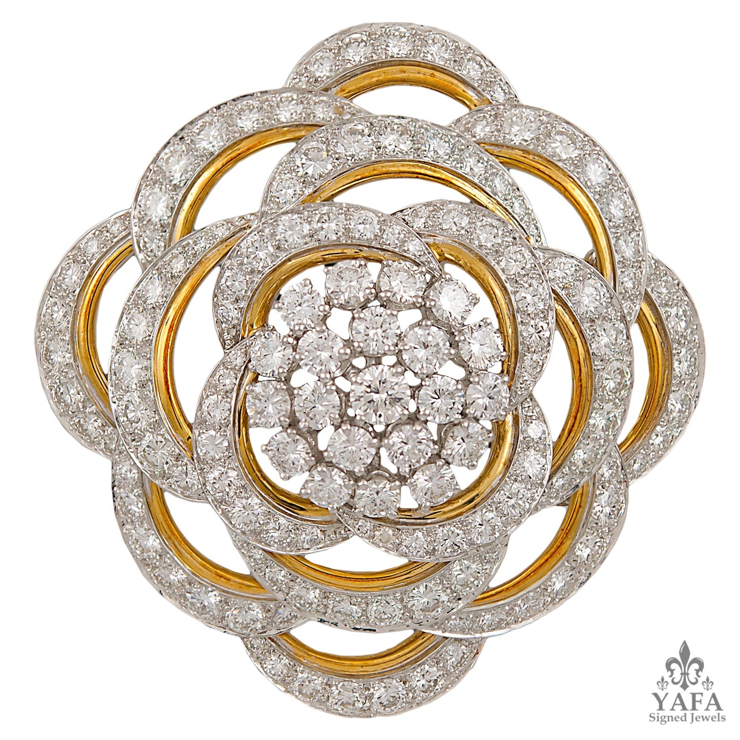 DAVID WEBB 18k Gold, Platinum Diamond Brooch-Pendant