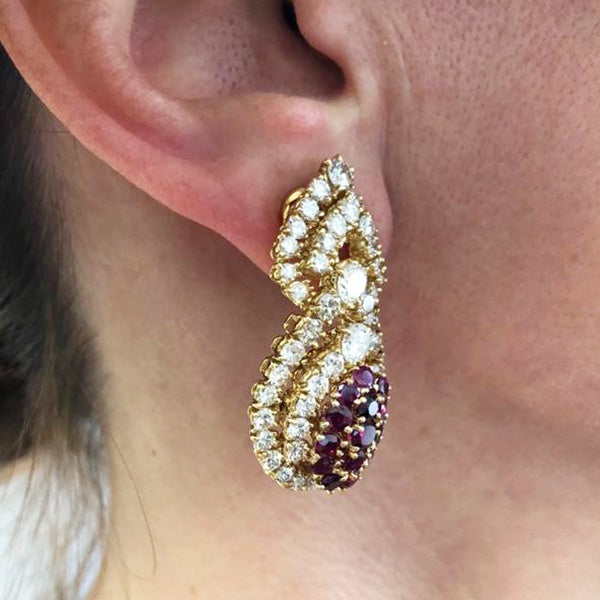 M GERARD Diamond Ruby Drop Earrings