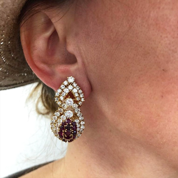 M GERARD Diamond Ruby Drop Earrings