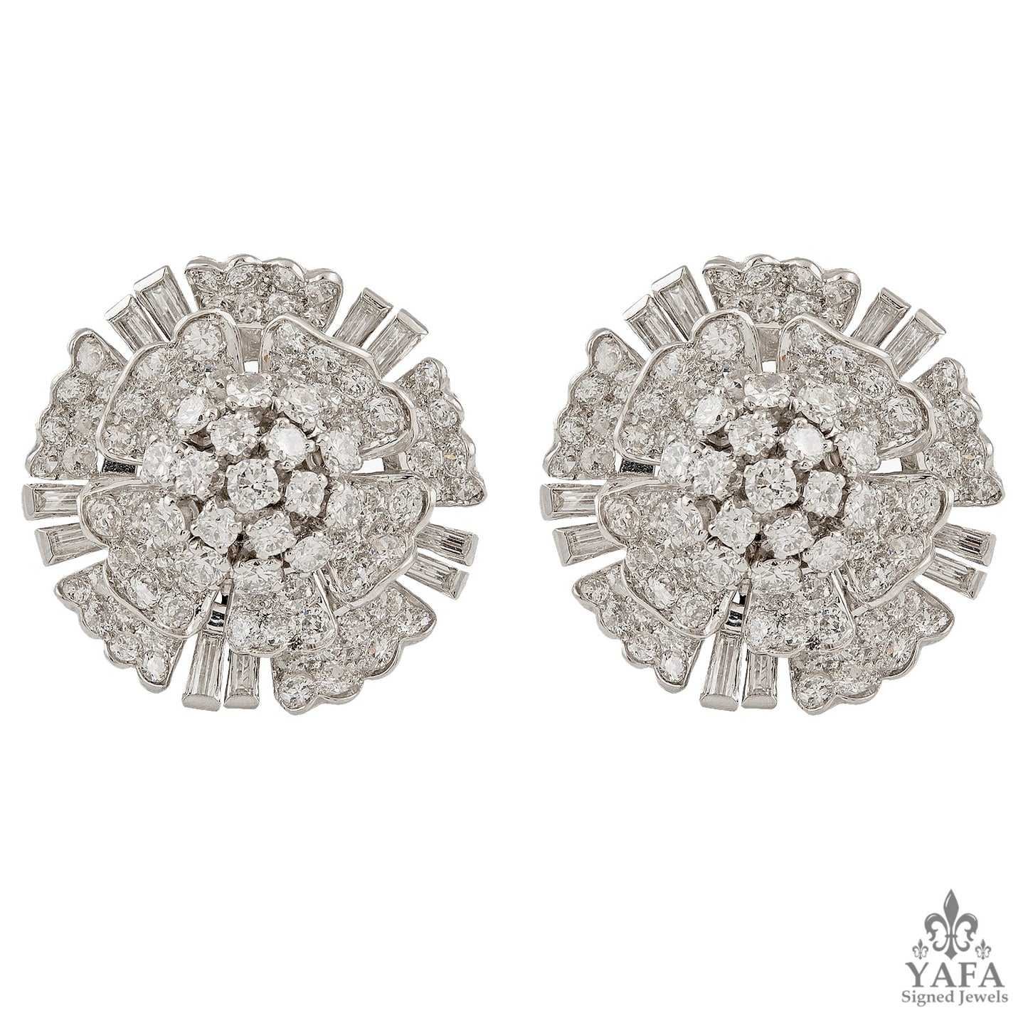 Platinum Diamond Flower Earrings