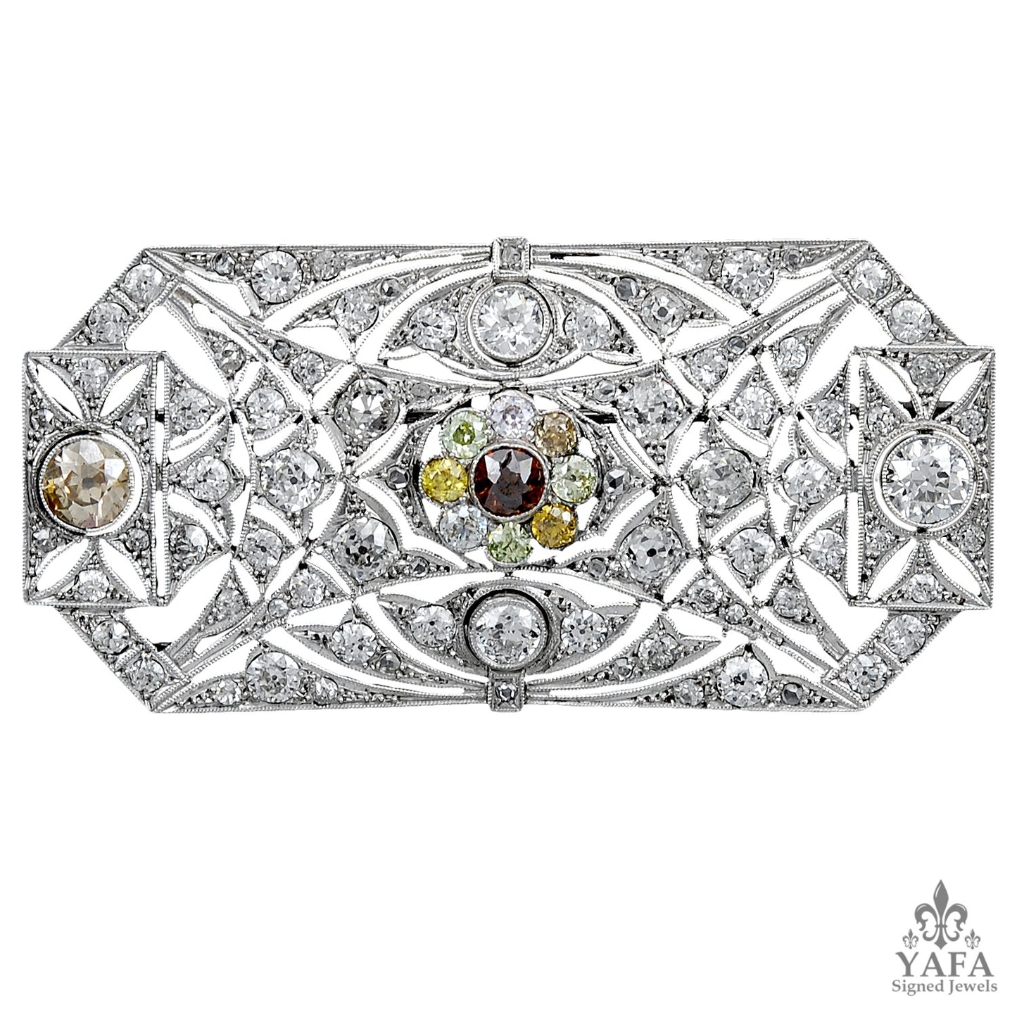 Platinum Brown & White Diamond Pin