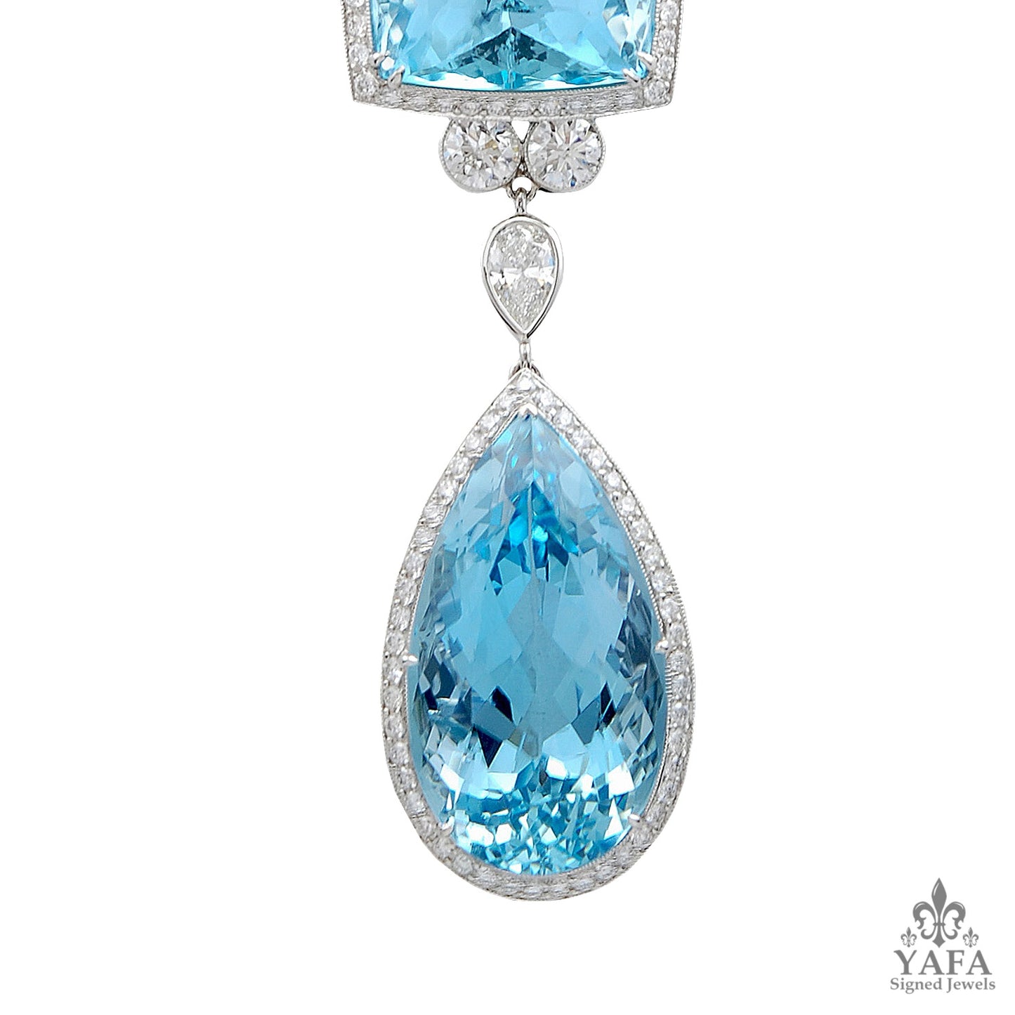 Platinum Diamond & Aquamarine Pendant Necklace