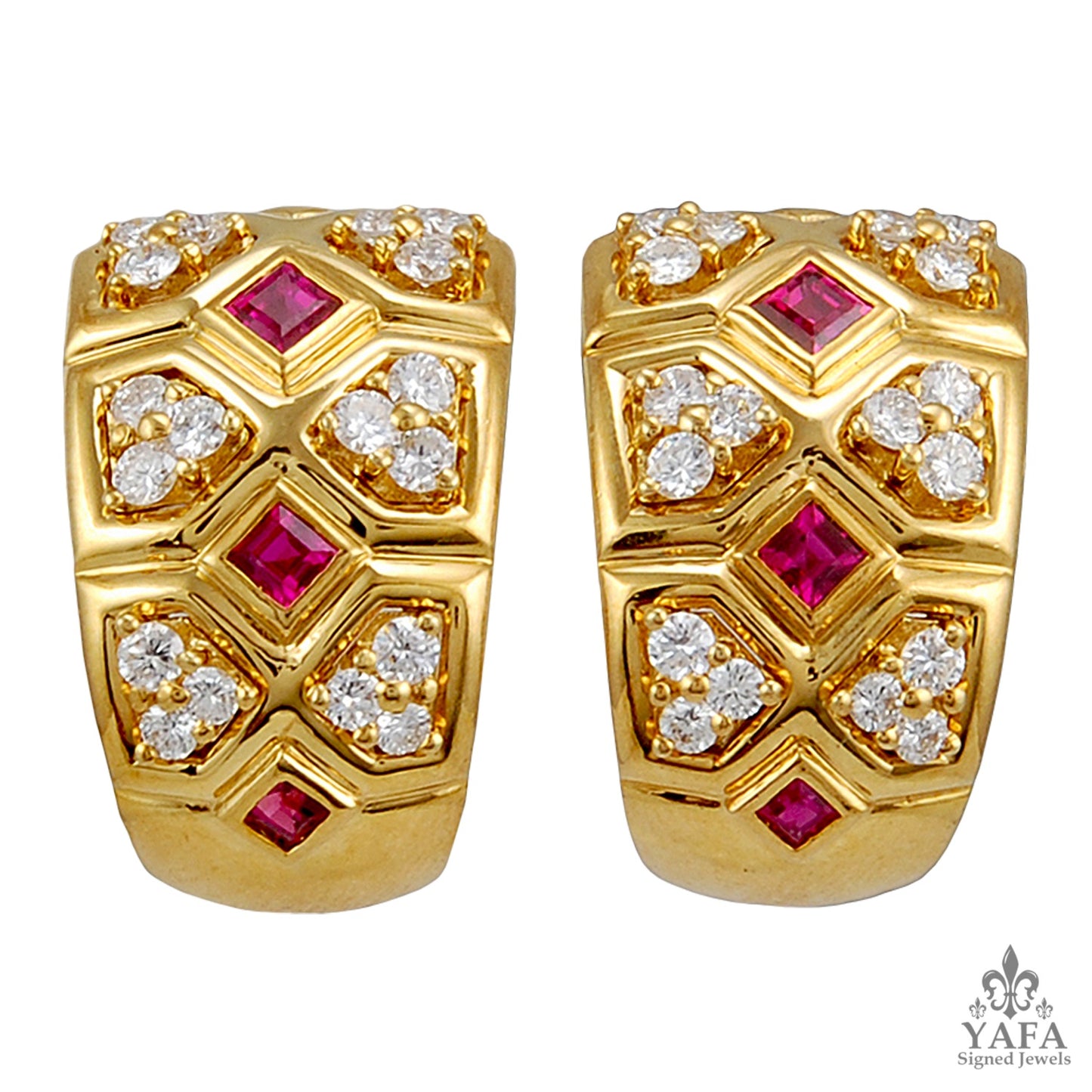 VAN CLEEF & ARPELS Diamond & Ruby Earrings