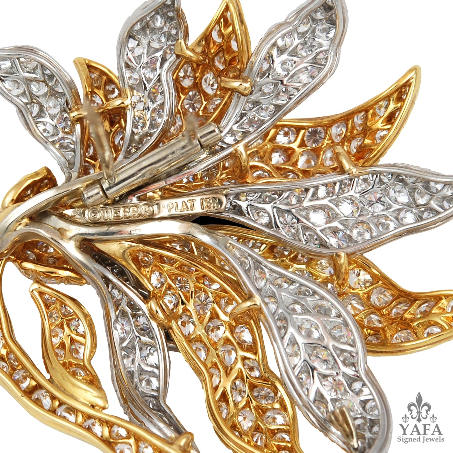 DAVID WEBB Two Tone Diamond Flower Brooch