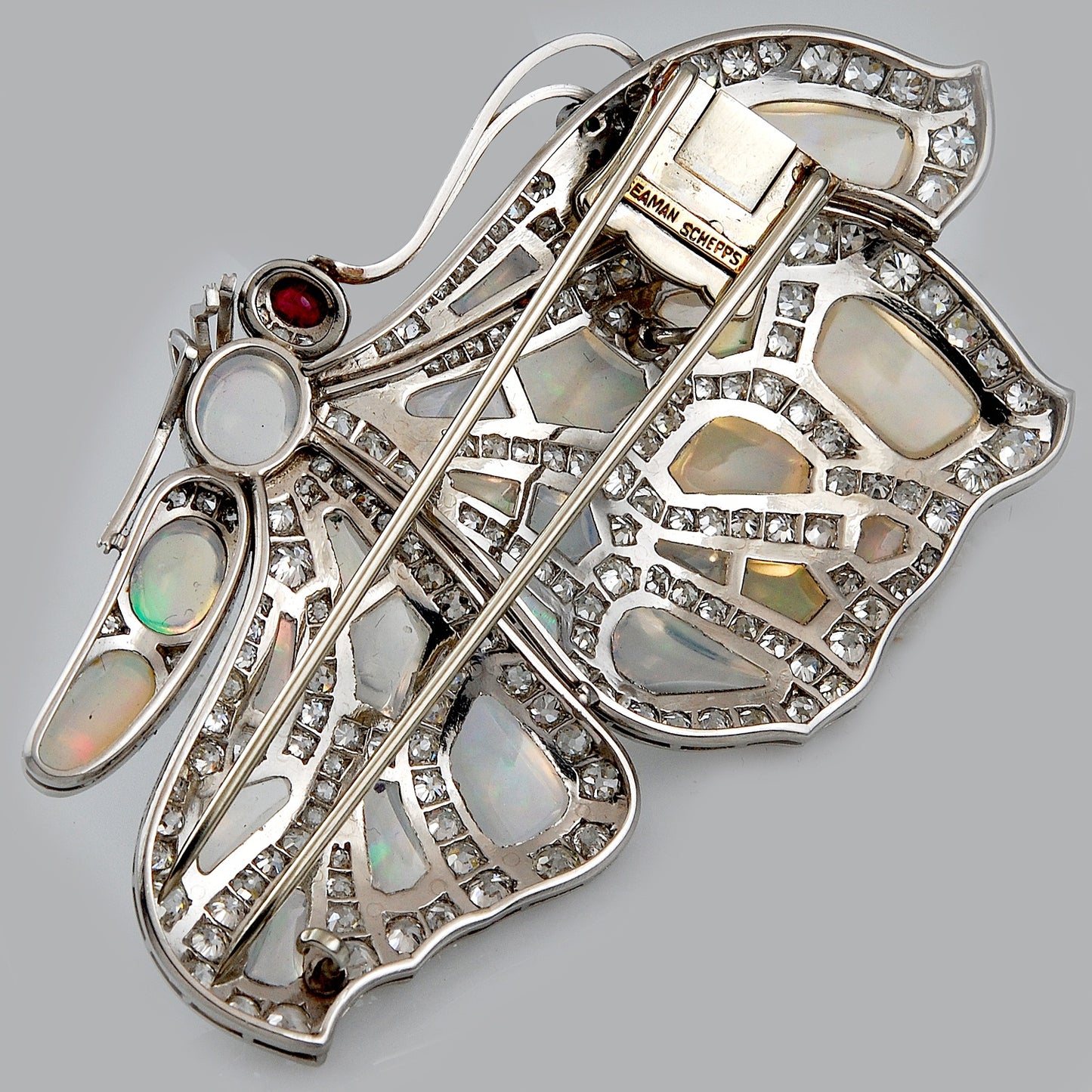 SEAMAN SCHEPPS Diamond & Opal 2 pcs. Butterfly Double Clips