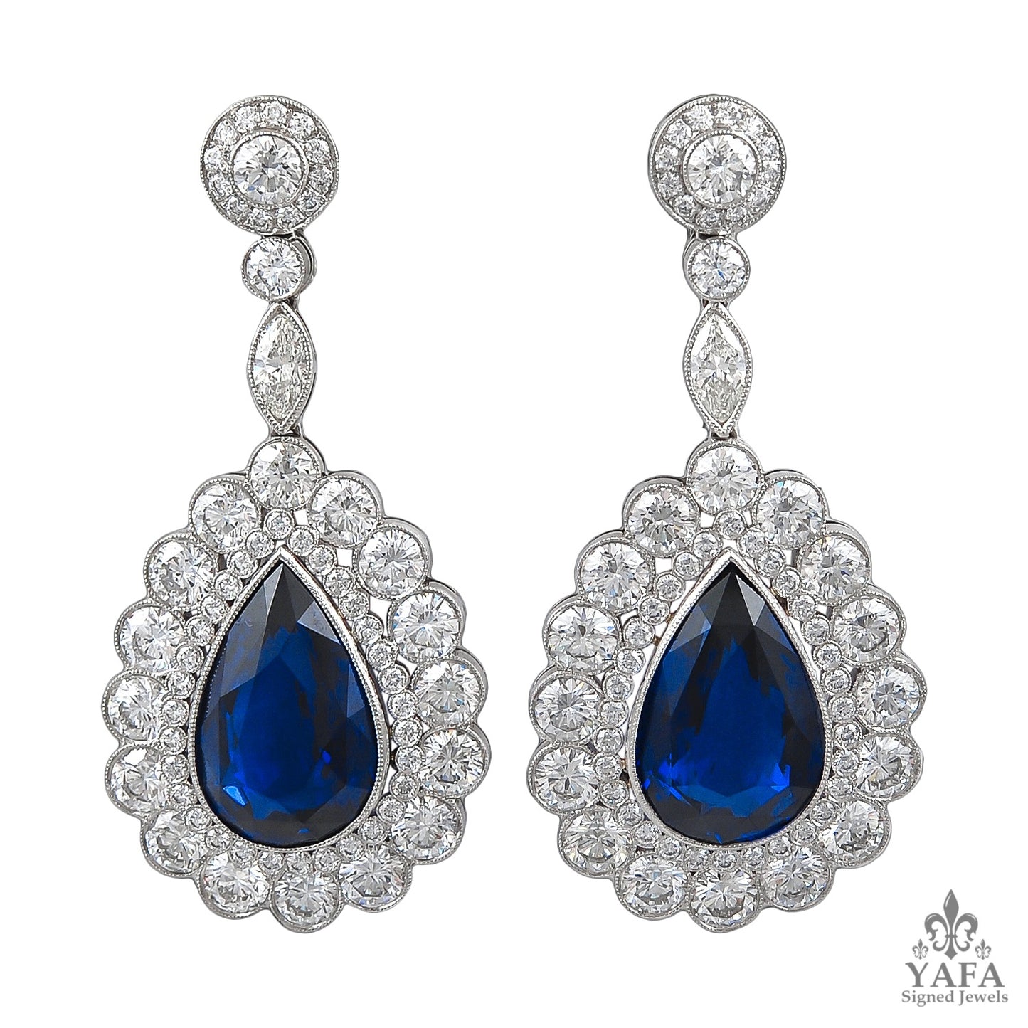 Platinum Diamond & Sapphire 24.12 cts. Earrings