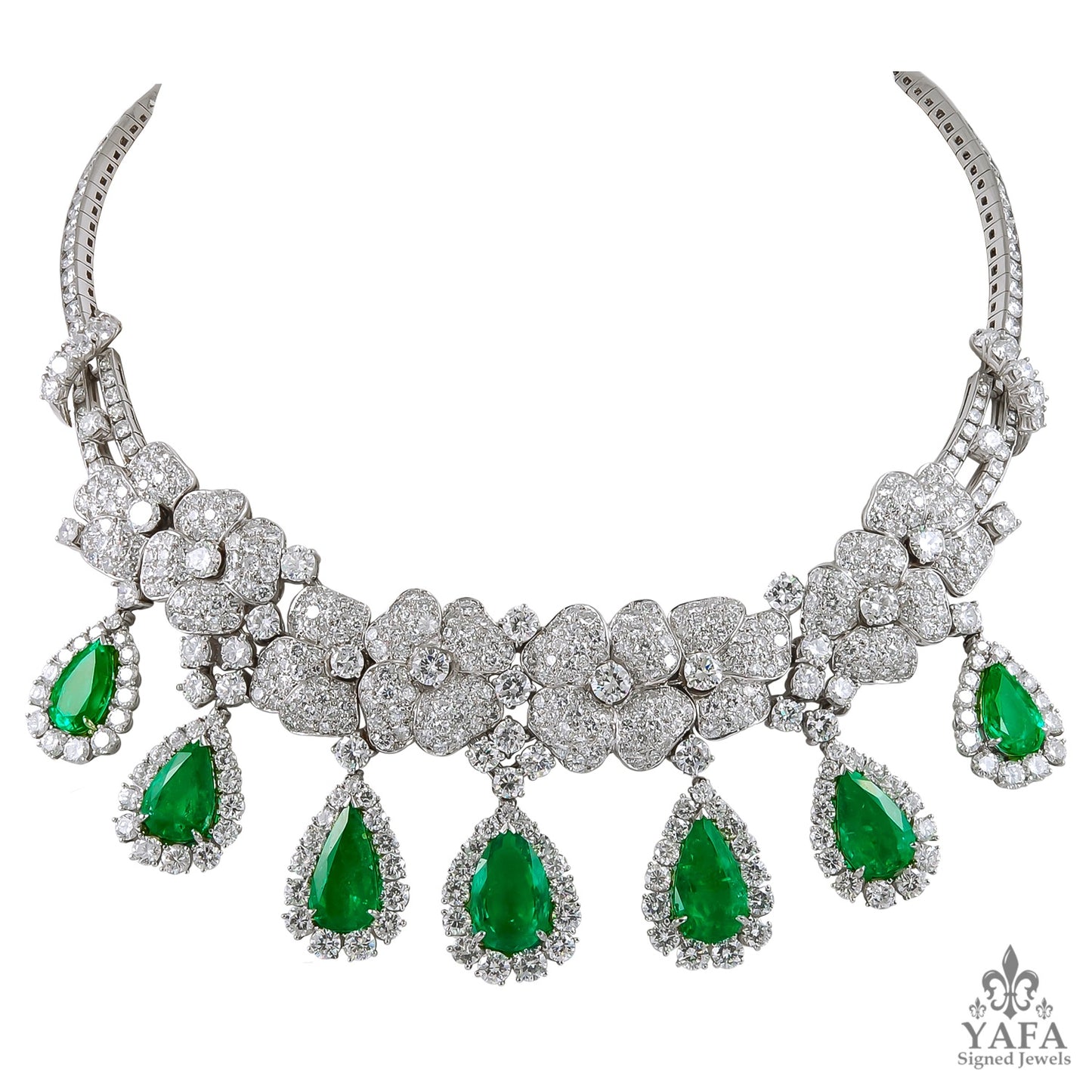 Platinum Diamond & Emerald Necklace