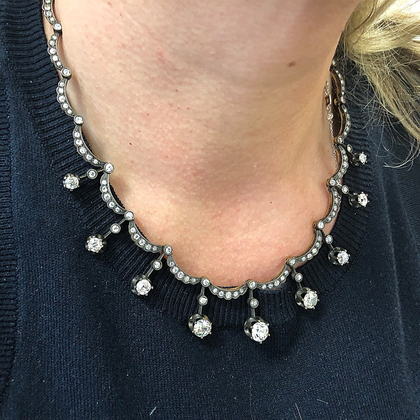 Silver over Gold Diamond Necklace