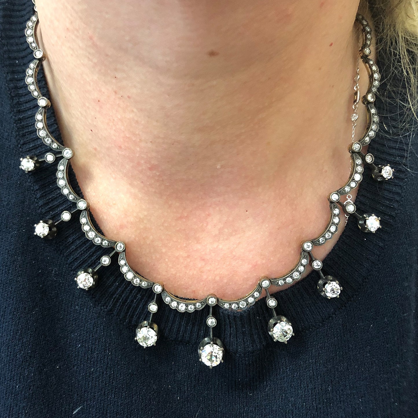Silver over Gold Diamond Necklace